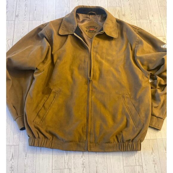 Cutter & Buck Men’s Brown Full Zip Jacket Size M Classic Bomber Style - Picture 1 of 11
